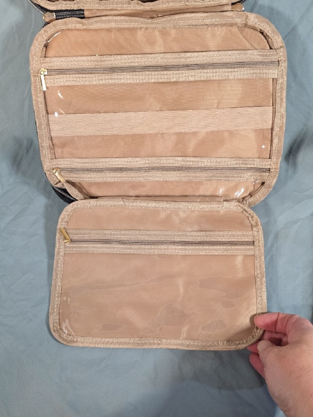 Black Quilted Travel Tote Bag with Top Handles - Picture 5 of 10